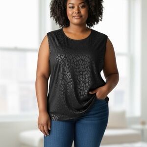 Elie Tahari | Black Animal Print Top